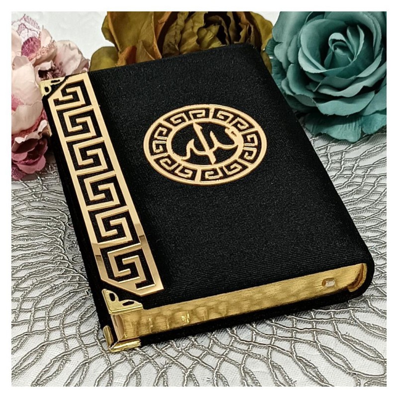 Kuranı Kerim Kadife Kaplı Siyah - Çanta Boy