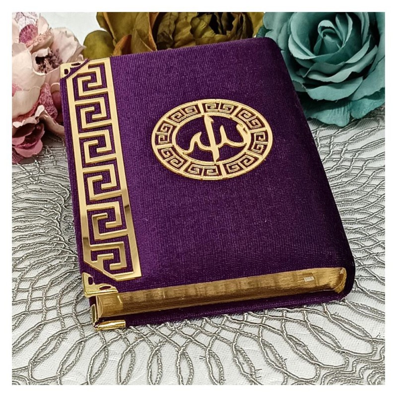 Kuranı Kerim Kadife Kaplı Mor - Çanta Boy