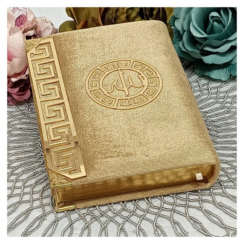 Kuranı Kerim Kadife Kaplı Kapiçino - Çanta Boy