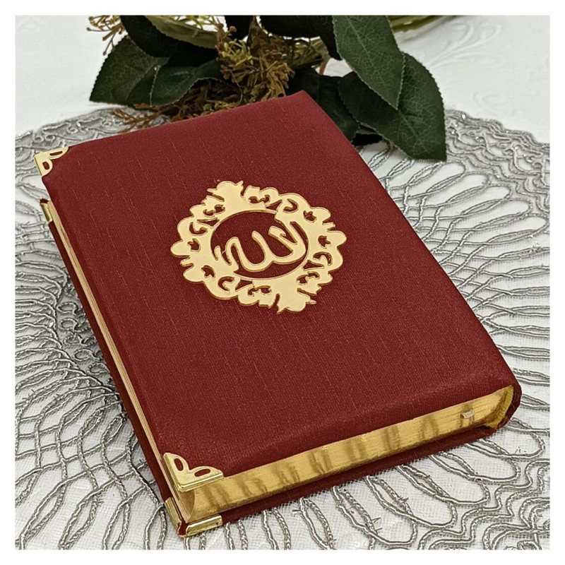 Kuranı Kerim Şantuk Kumaş Kaplı Bordo - Çanta Boy