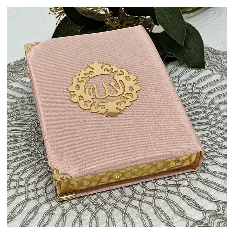 Kuranı Kerim Şantuk Kumaş Kaplı Pudra - Çanta Boy