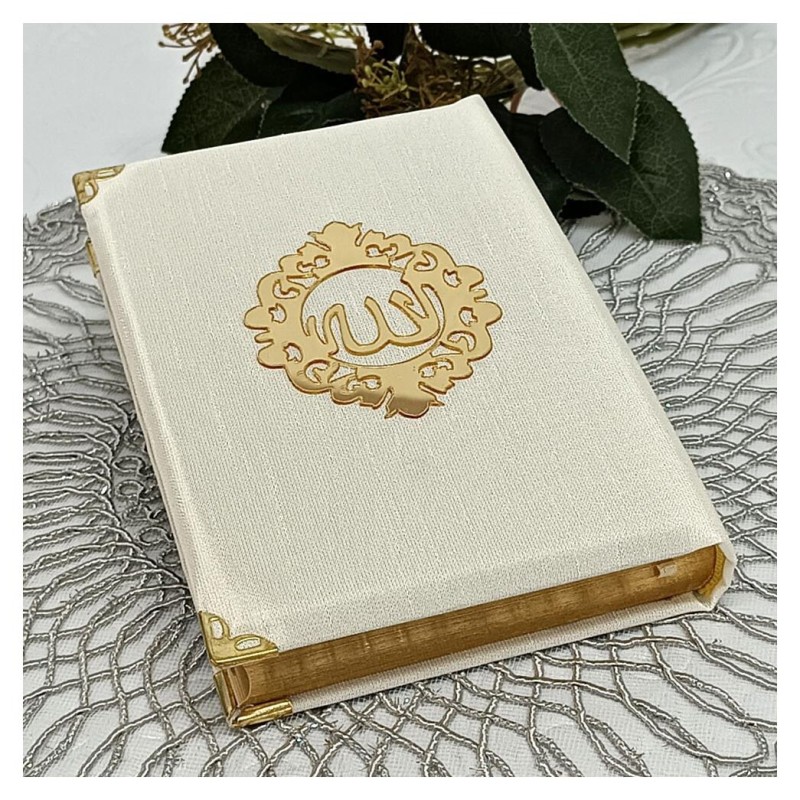 Kuranı Kerim Şantuk Kumaş Kaplı Bej - Çanta Boy