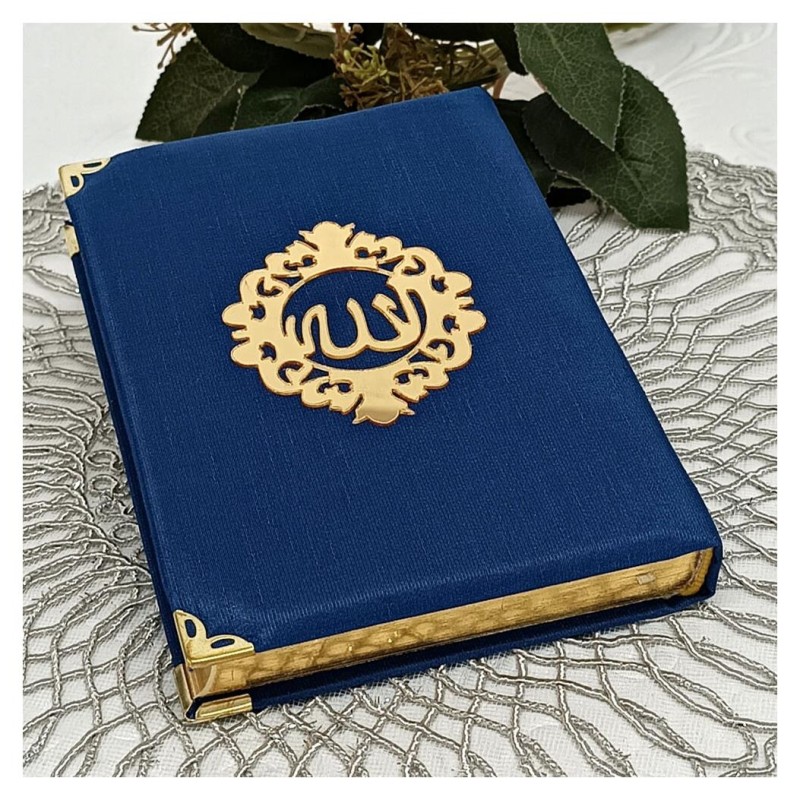 Kuranı Kerim Şantuk Kumaş Kaplı Lacivert - Çanta Boy