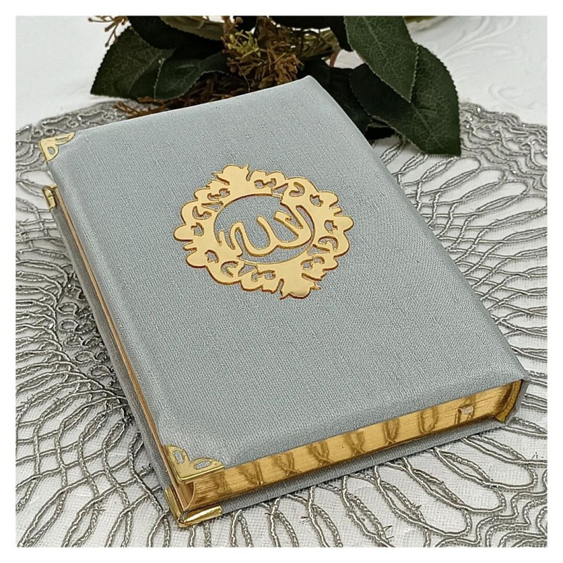 Kuranı Kerim Şantuk Kumaş Kaplı Gri - Çanta Boy