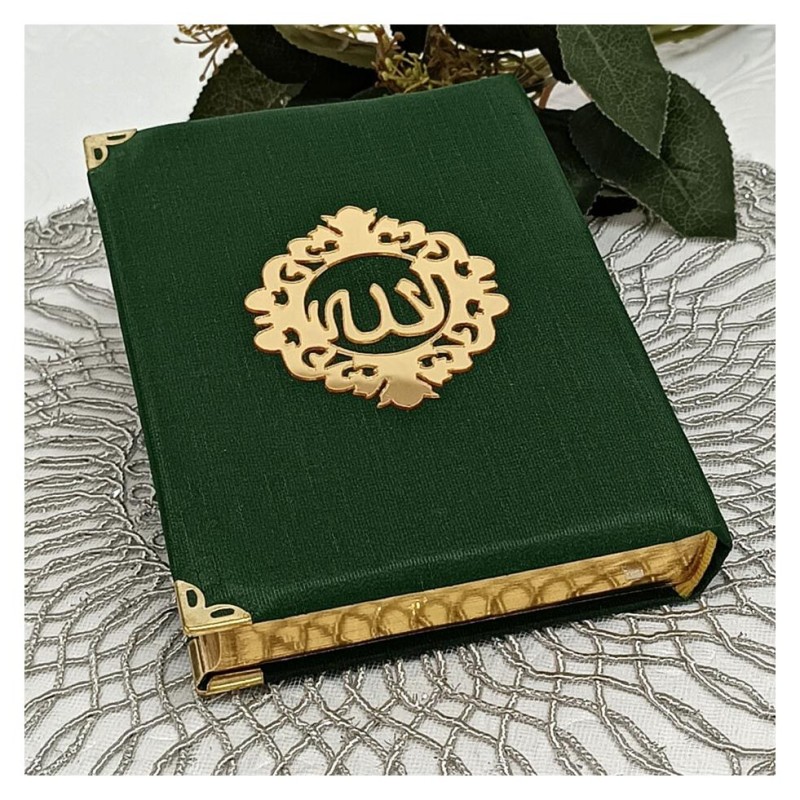 Kuranı Kerim Şantuk Kumaş Kaplı Yeşil - Çanta Boy