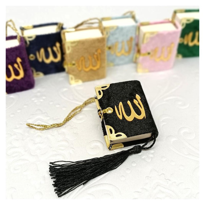 Mini Kuranı Kerim Kadife Kaplı - Siyah