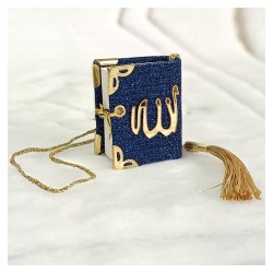Mini Kuranı Kerim Sim Kaplamalı - Saks