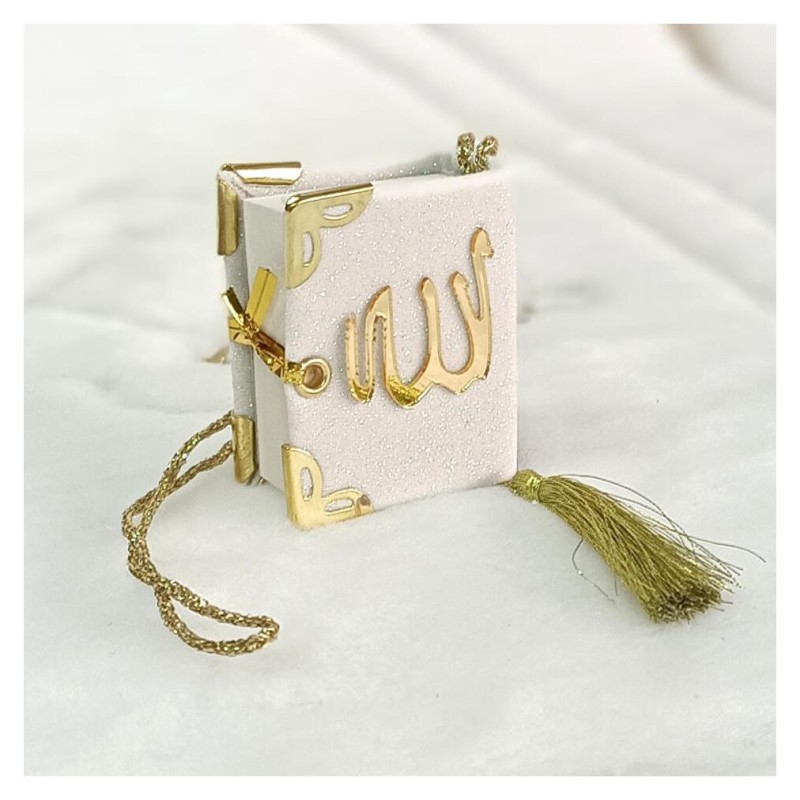 Mini Kuranı Kerim Sim Kaplamalı - Pudra