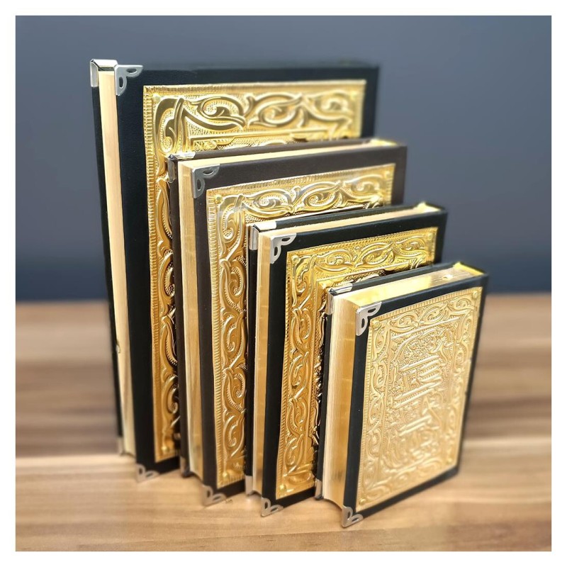 Kuranı Kerim Deri Yaldızlı Altın Kaplama - Boy Opsiyonlu