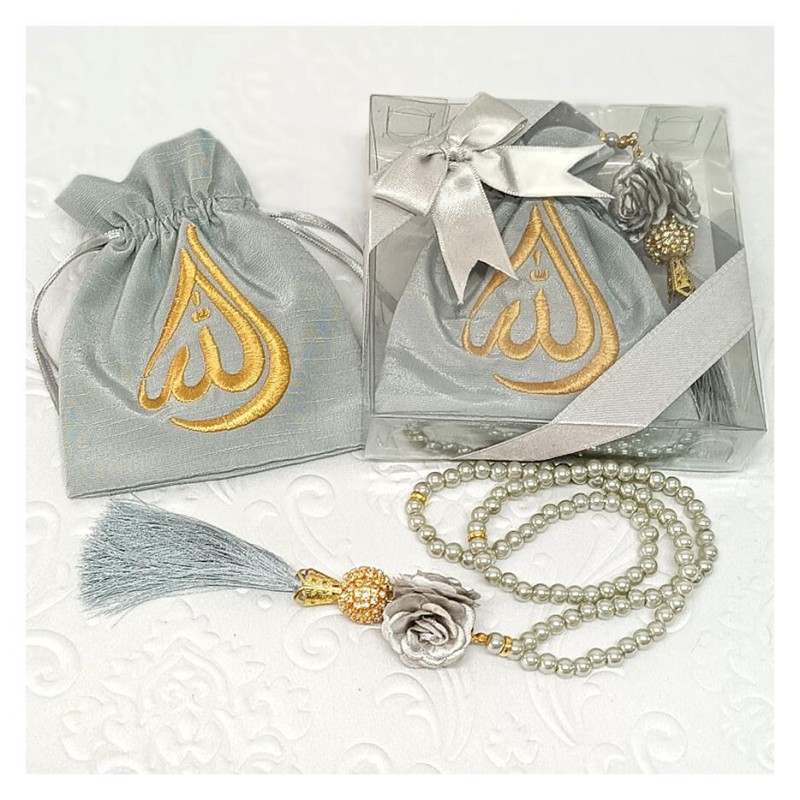 Hediyelik tesbih Keseli Gri