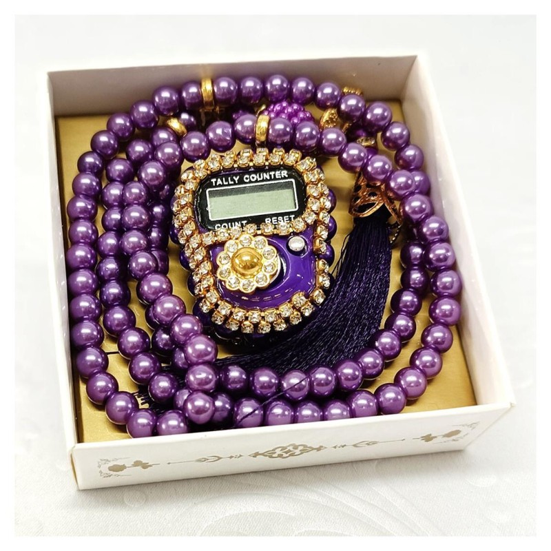 Hediyelik tesbih Ve Zikirmatik Seti Mürdüm - 6 Adet