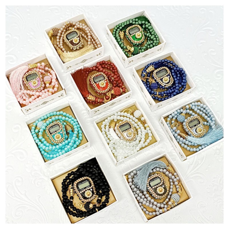 Hediyelik tesbih Ve Zikirmatik Seti Mavi - 6 Adet