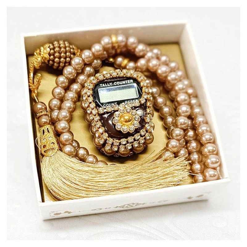 Hediyelik tesbih Ve Zikirmatik Seti Kapiçino - 6 Adet