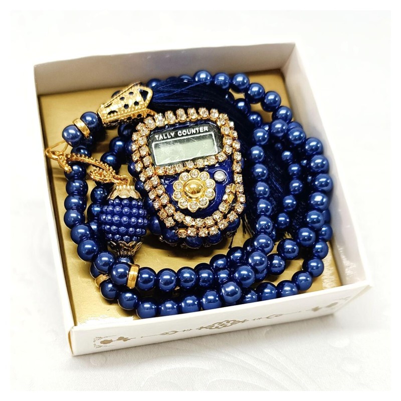 Hediyelik tesbih Ve Zikirmatik Seti Lacivert - 6 Adet