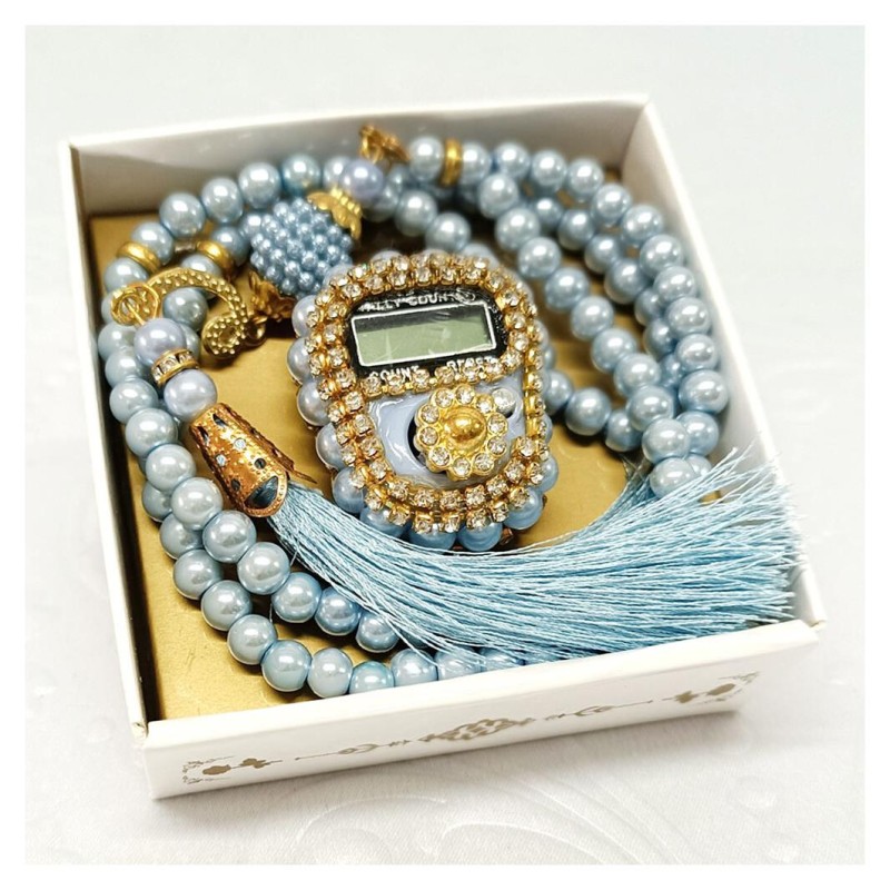 Hediyelik tesbih Ve Zikirmatik Seti Mavi - 6 Adet