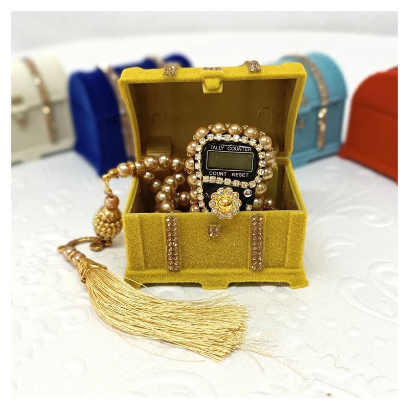 Hediyelik tesbih Ve Zikirmatik Seti Hardal - 10 Adet