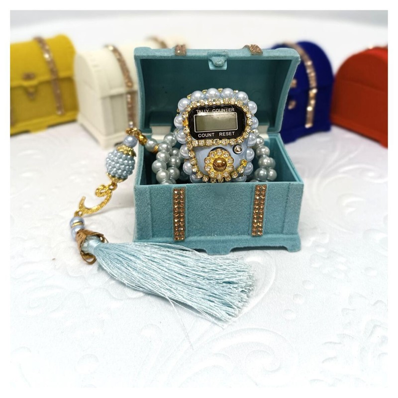 Hediyelik tesbih Ve Zikirmatik Seti Mavi - 10 Adet