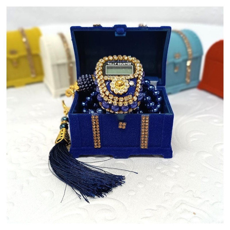 Hediyelik tesbih Ve Zikirmatik Seti Lacivert - 10 Adet