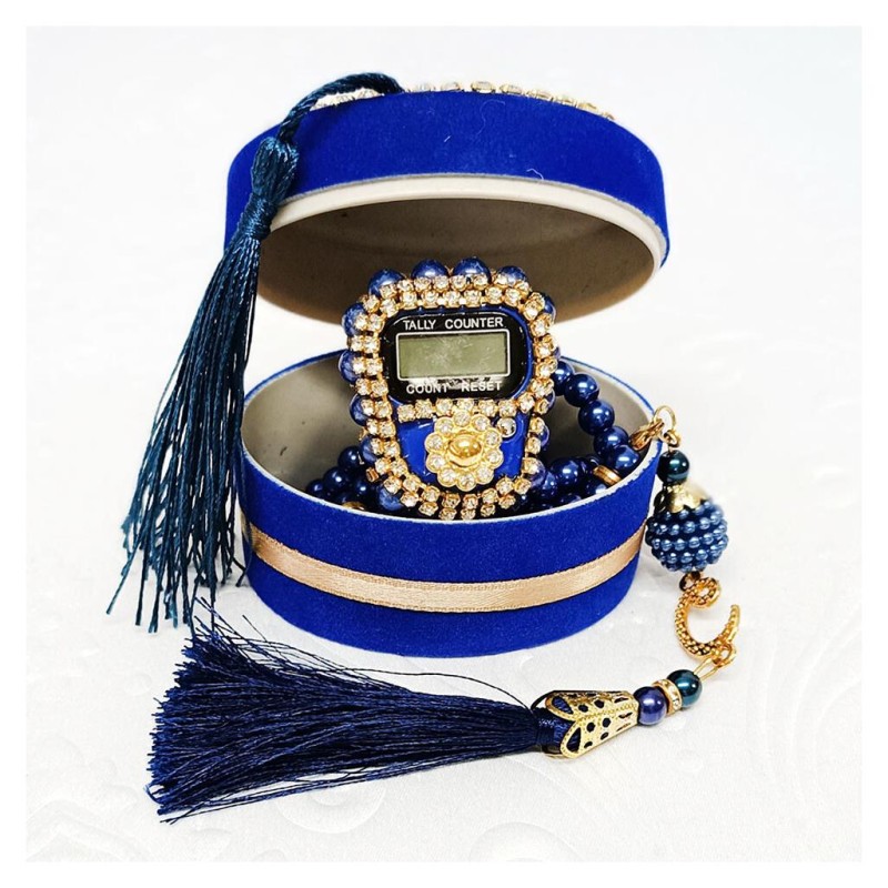 Hediyelik tesbih Ve Zikirmatik Seti Lacivert - 10 Adet