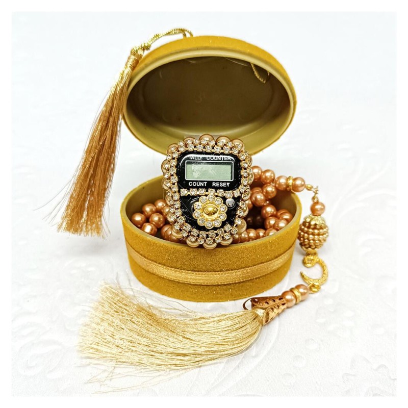 Hediyelik tesbih Ve Zikirmatik Seti Hardal - 10 Adet