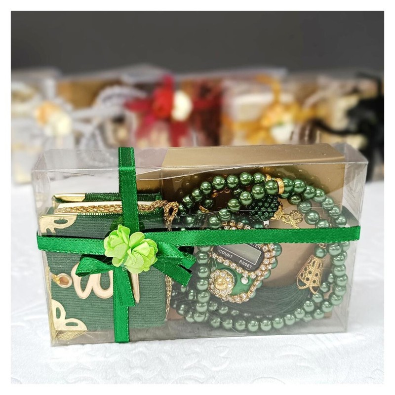 Hediyelik tesbih Seti Yeşil - Mini Kuran Tesbih Zikirmatik