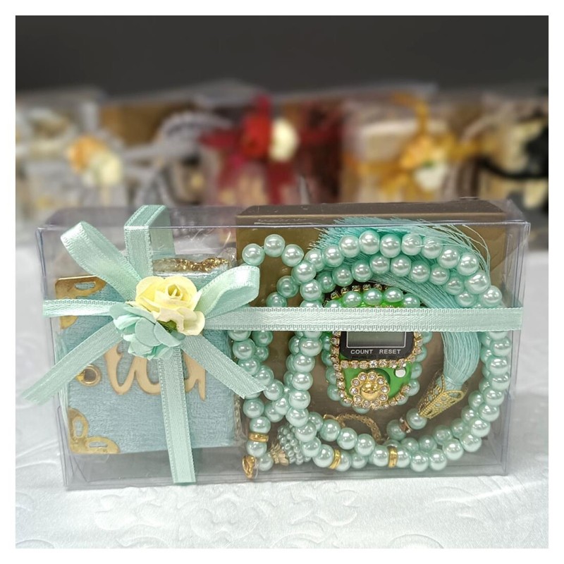 Hediyelik tesbih Seti Mavi - Mini Kuran Tesbih Zikirmatik