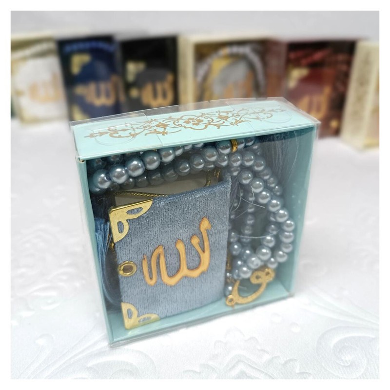 Hediyelik tesbih Ve Mini Kuran Seti Mavi - 6 Adet