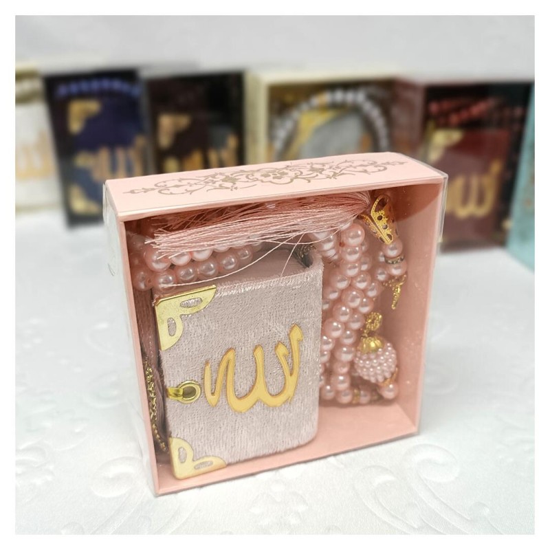 Hediyelik tesbih Ve Mini Kuran Seti Pudra - 6 Adet