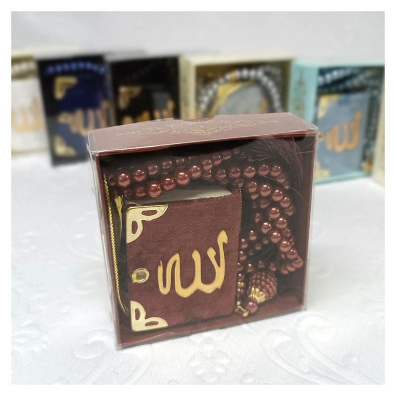 Hediyelik tesbih Ve Mini Kuran Seti Bordo - 6 Adet