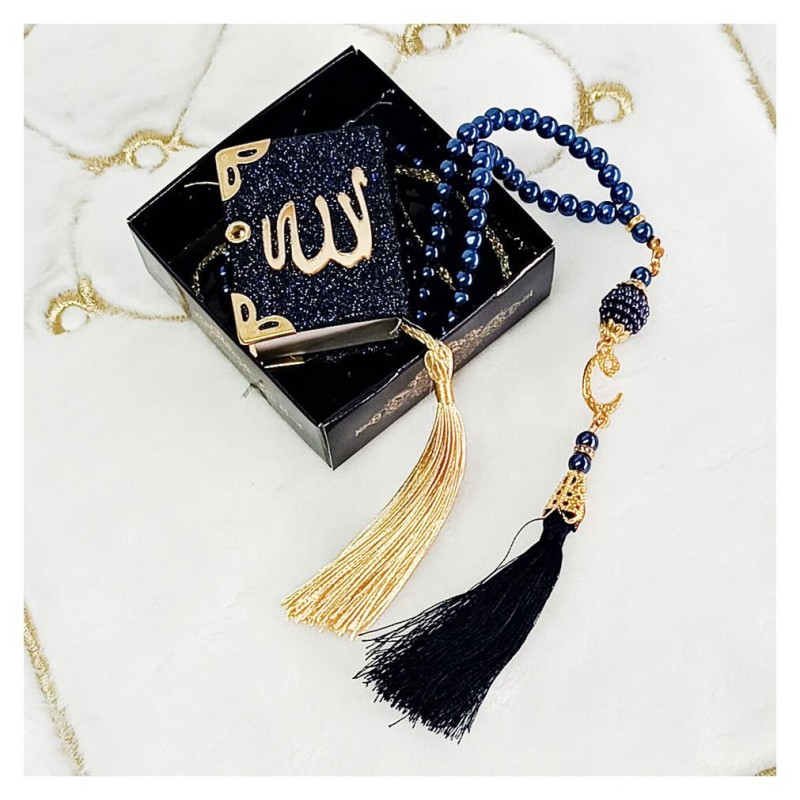 Hediyelik tesbih Ve  Kuran Seti Lacivert - 6 Adet