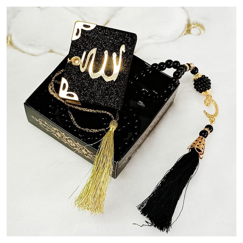 Hediyelik tesbih Ve Kuran Seti Siyah - 6 Adet