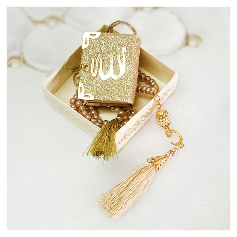 Hediyelik tesbih Ve Kuran Seti Kapiçino - 6 Adet