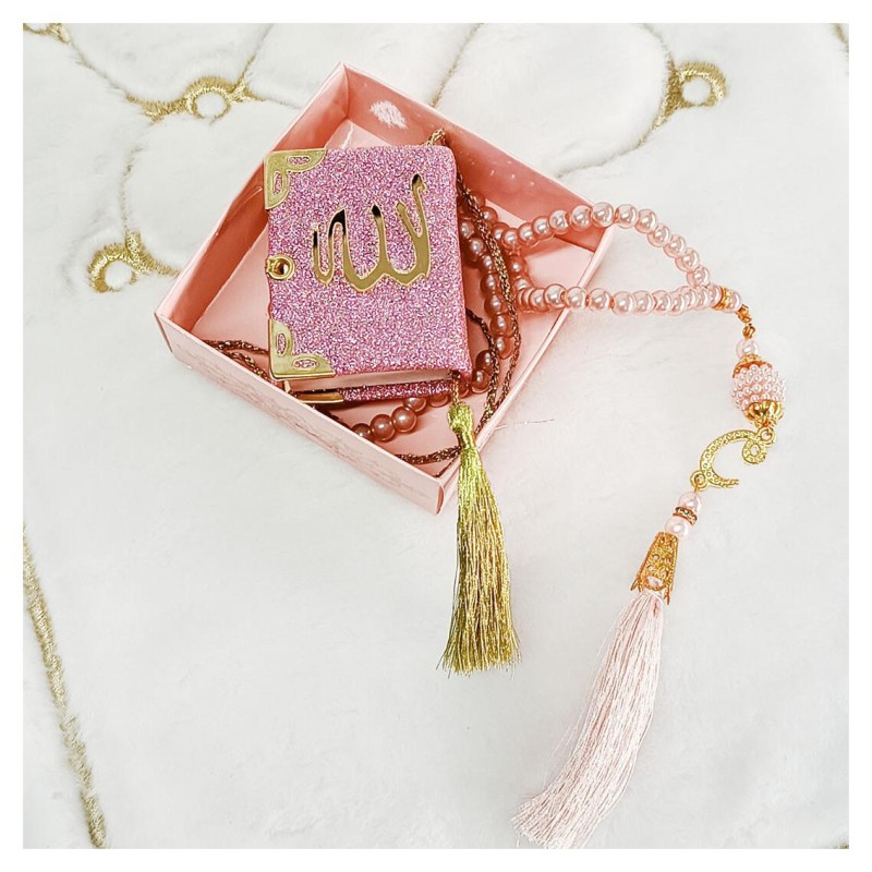 Hediyelik tesbih Ve  Kuran Seti Pudra - 6 Adet