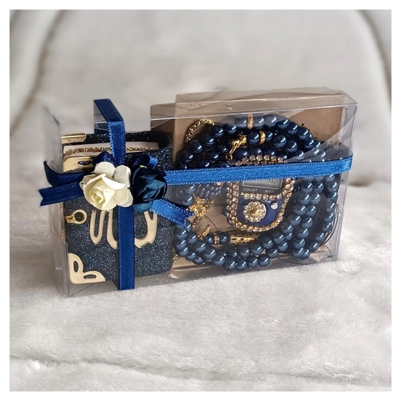 Hediyelik tesbih Mevlid Seti Lacivert - Mini Kuranı Kerim Tesbih Zikirmatik