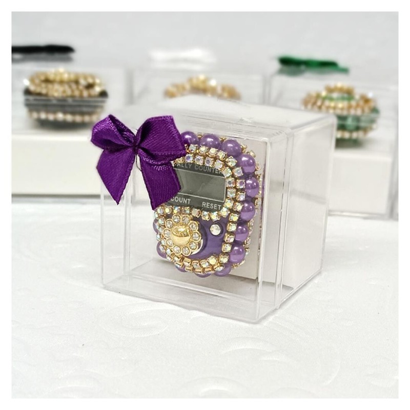 Hediyelik Taşlı Zikirmatik Mürdüm - 12 Adet 