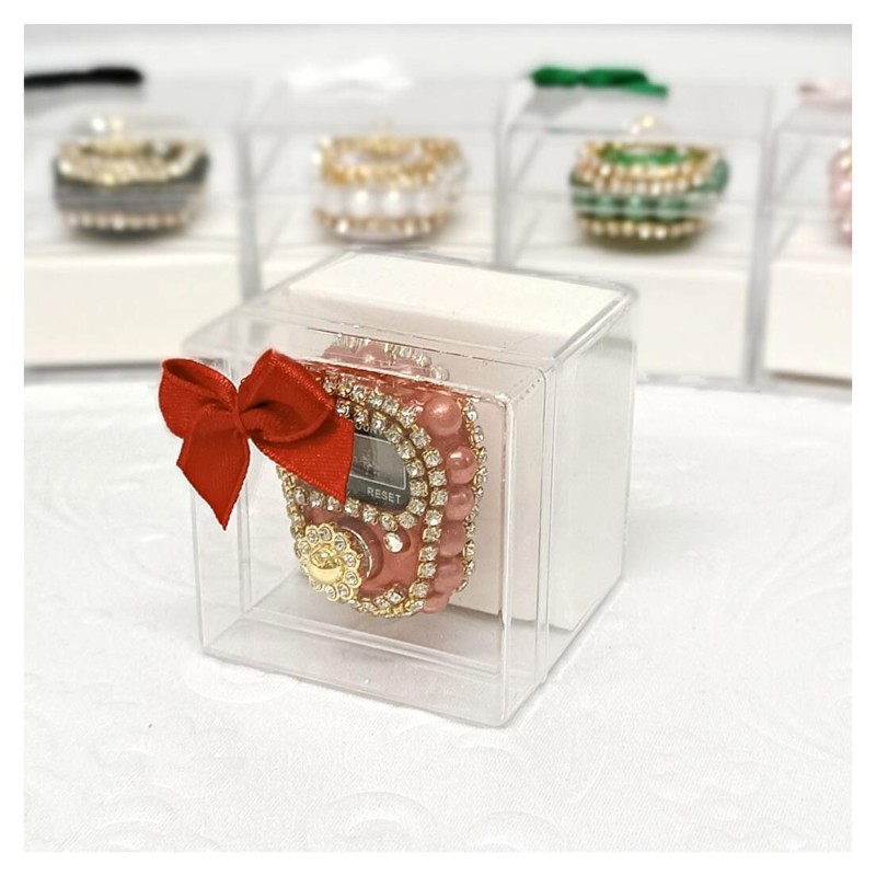 Hediyelik Taşlı Zikirmatik Bordo - 12 Adet 