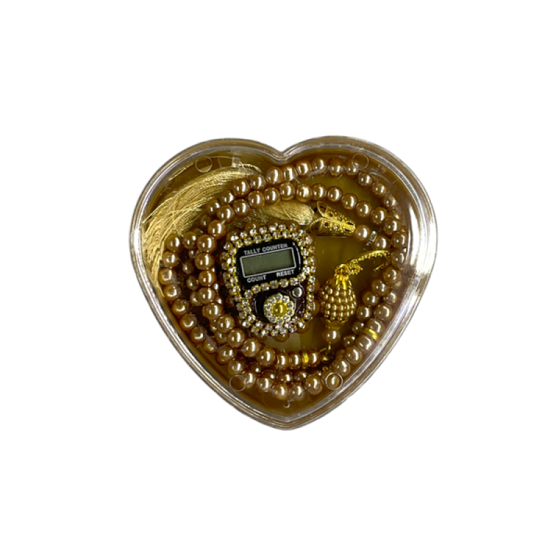 Kalpli̇ Kutulu Set Tesbi̇h Zi̇ki̇rmati̇k - Gold