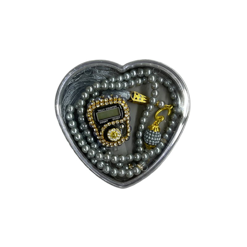 Kalpli̇ Kutulu Set Tesbi̇h Zi̇ki̇rmati̇k - Gri