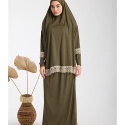 Namaz Elbisesi -  Güpürlü 2 Parça - Kapiçino