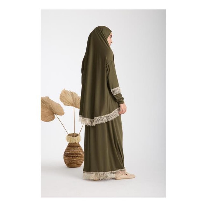 Namaz Elbisesi -  Güpürlü 2 Parça - Kapiçino