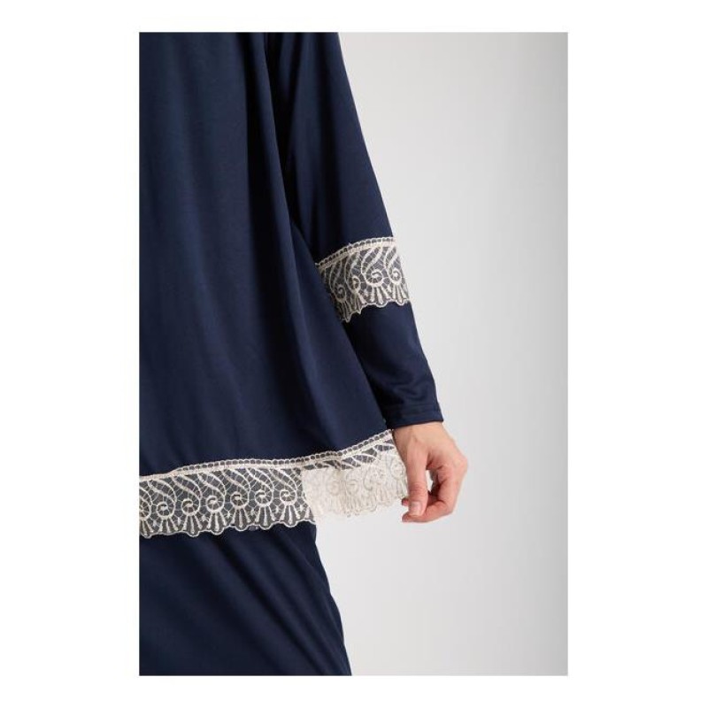 Namaz Elbisesi -  Güpürlü 2 Parça - Lacivert