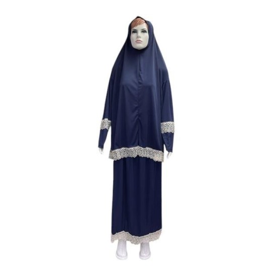 Namaz Elbisesi -  Güpürlü 2 Parça - Lacivert