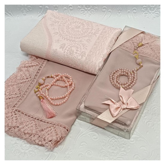 Hediyelik Seccade Set 200 Gr Pudra- Seccade Tesbih Şal