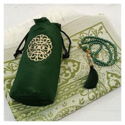 Hediyelik Seccade Şantuk Keseli Tesbihli Set 200 Gr - Yeşil 