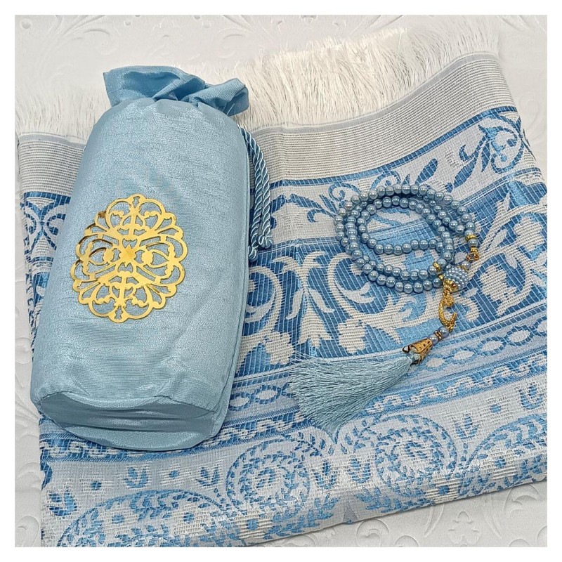 Hediyelik Seccade Şantuk Keseli Tesbihli Set 200 Gr - Mavi