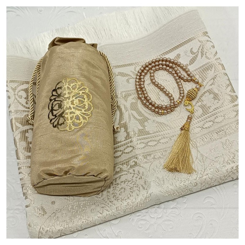 Hediyelik Seccade Şantuk Keseli Tesbihli Set 200 Gr - Kapiçino