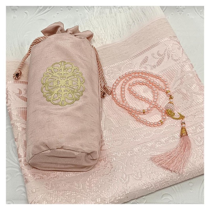 Hediyelik Seccade Şantuk Keseli Tesbihli Set 200 Gr - Pudra