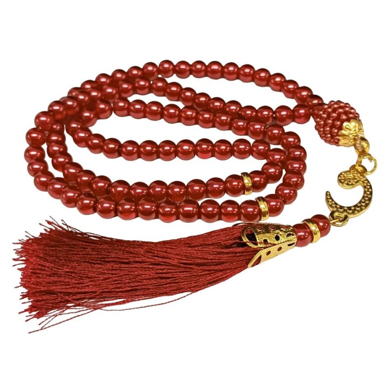 Tesbih Cam Bordo 6 Mm - 10 Adet