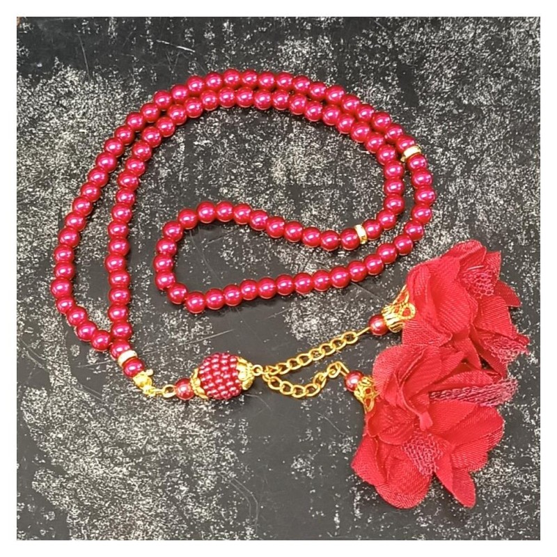 Tesbih Cam Bordo 6 Mm - 10 Adet