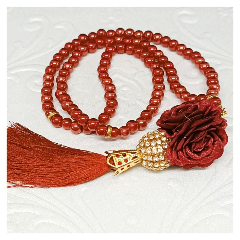 Tesbih Cam Bordo 6 Mm - 10 Adet